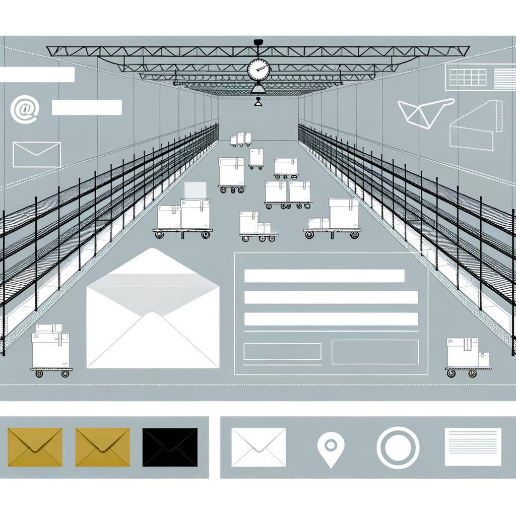 white boxes on white trolleys in a grey warehouse